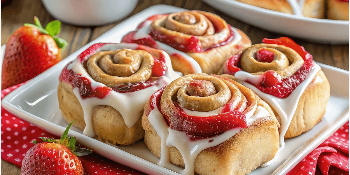 Pecan Strawberry Cheesecake Cinnamon Rolls