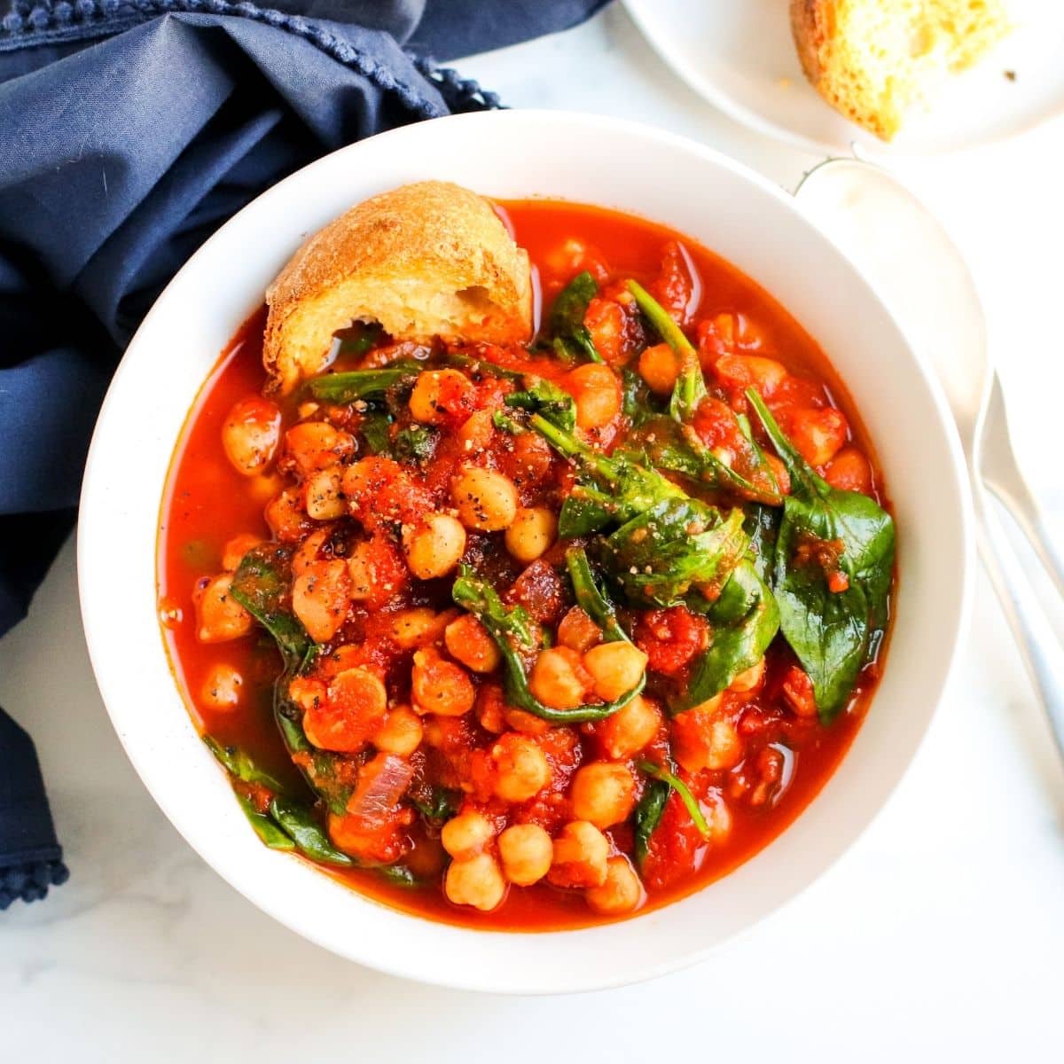Spanish Chickpea Stew with Spinach - Veggies Save The Day
